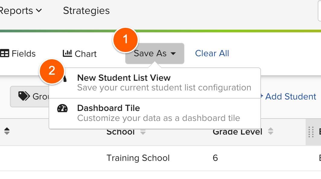 Save As option to name a new View