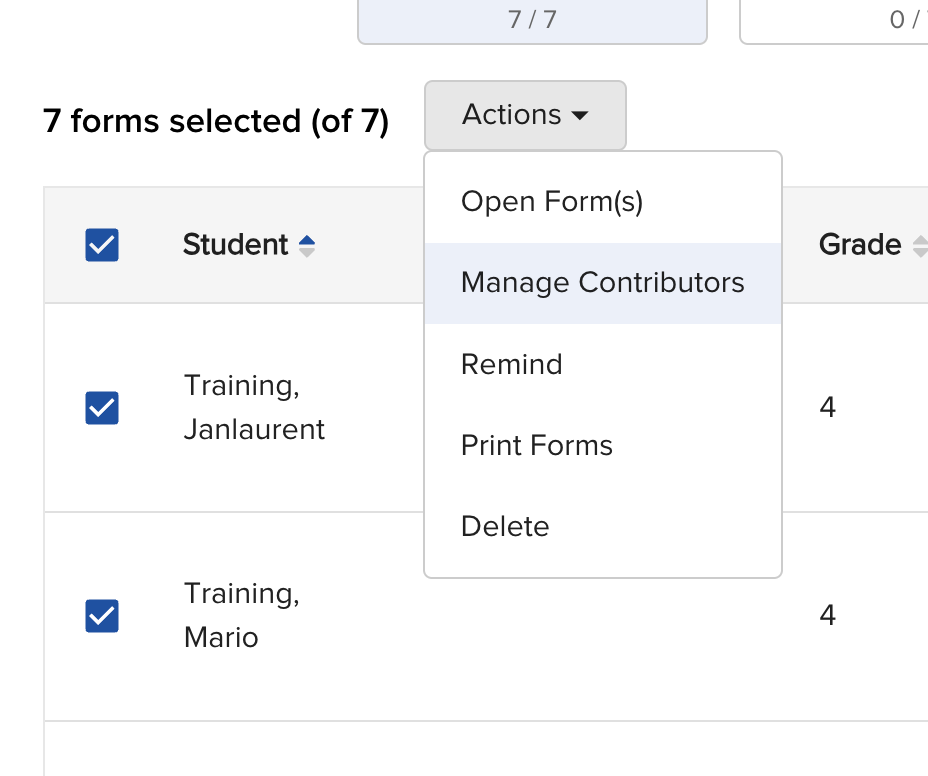 Adding contributors to multiple forms at once