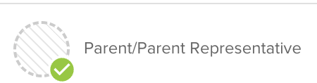 Contributor icon: unmatched, signature optional, signed — striped circle with green check, no name