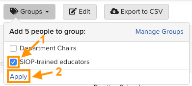 Groups dialog with Groups selected and the Apply button