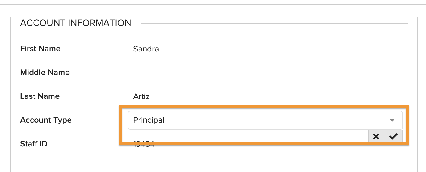 Screenshot showing the checkmark save button at the bottom right of an editable field in the user profile
