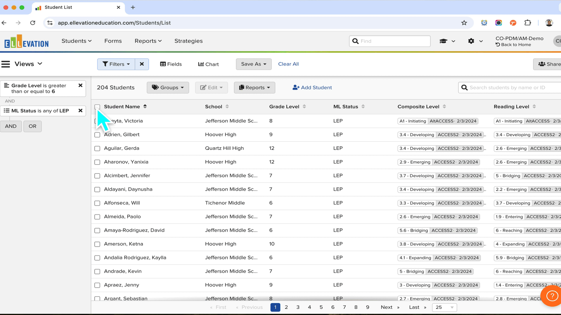 Animated GIF showing a user selecting students in the Student List, clicking the Edit button, choosing Add to Cycle, selecting a Cycle, and clicking Submit.