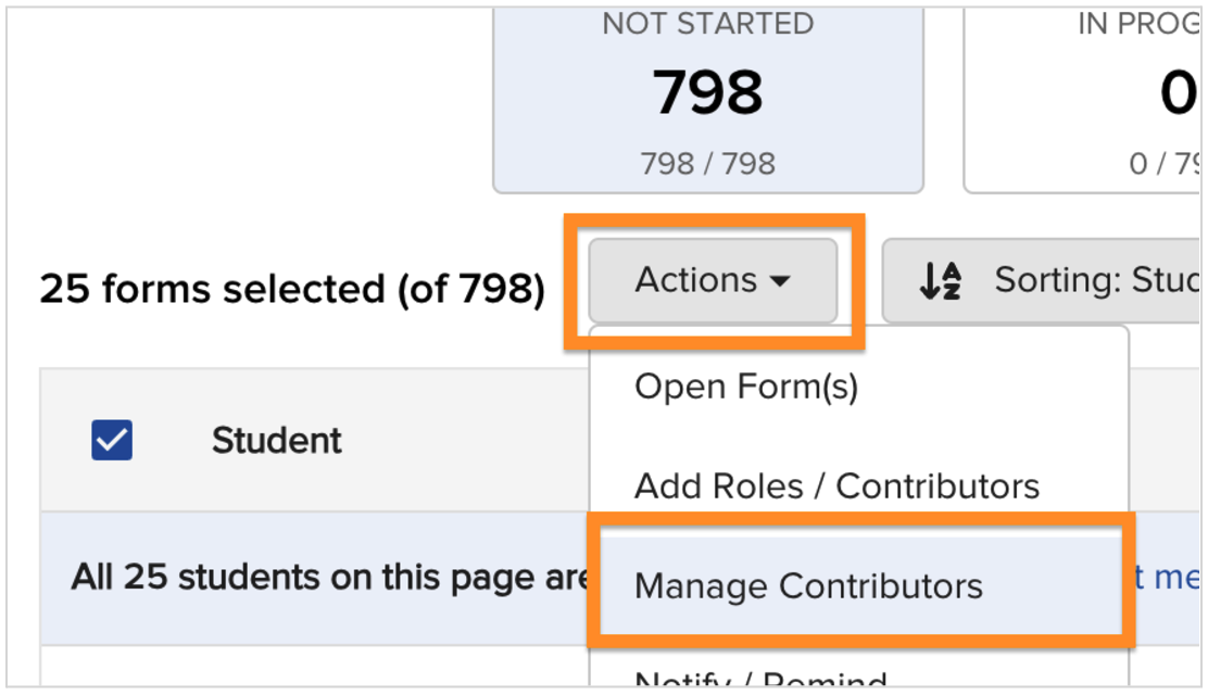 Managing contributors for a form