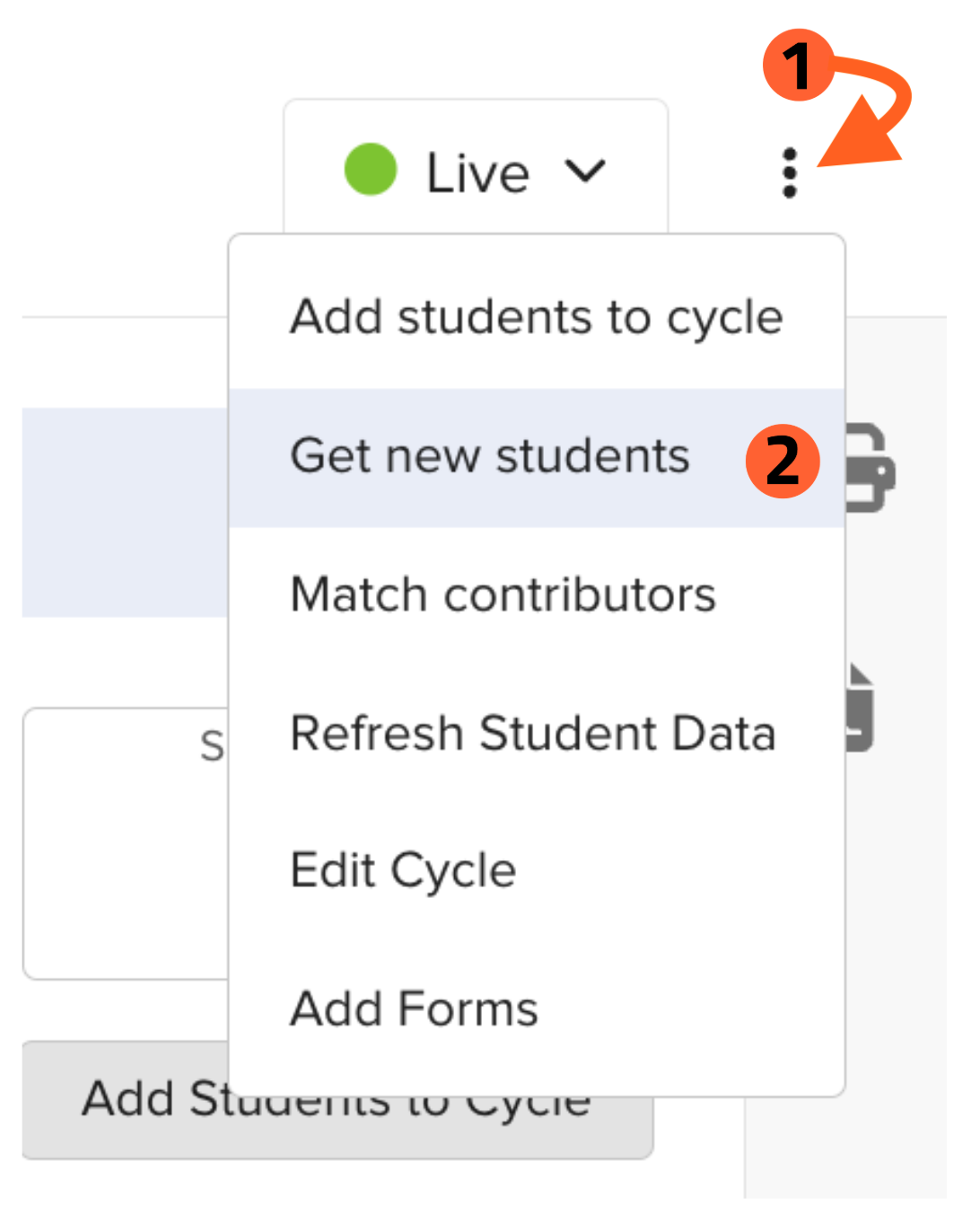 Getting newly enrolled students into a Cycle