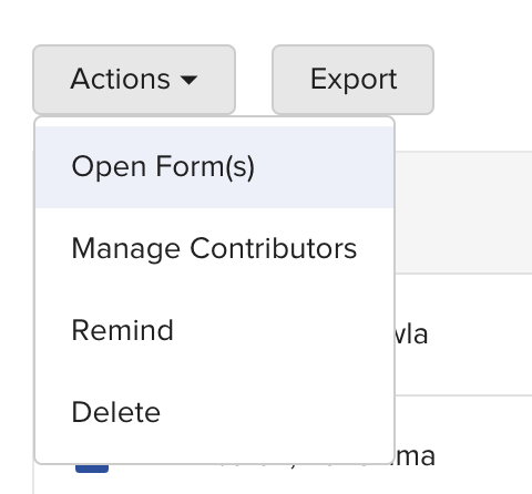 Selecting multiple students and choosing Open Forms from the Actions menu