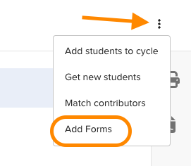 The Add Forms button in the upper right corner of a cycle