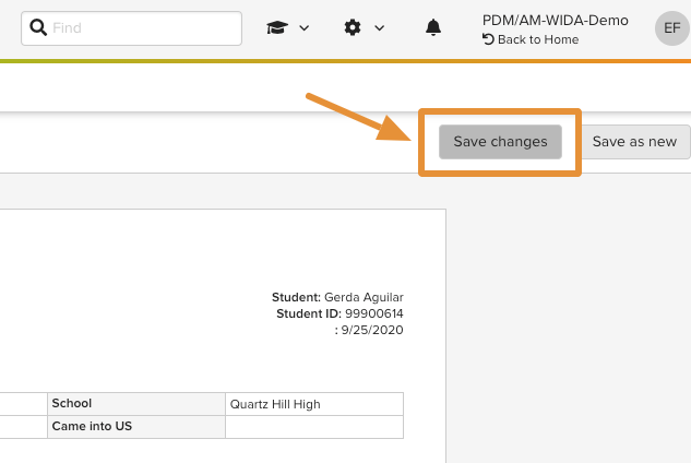The Save Changes button highlighted at the top right of the Report Builder