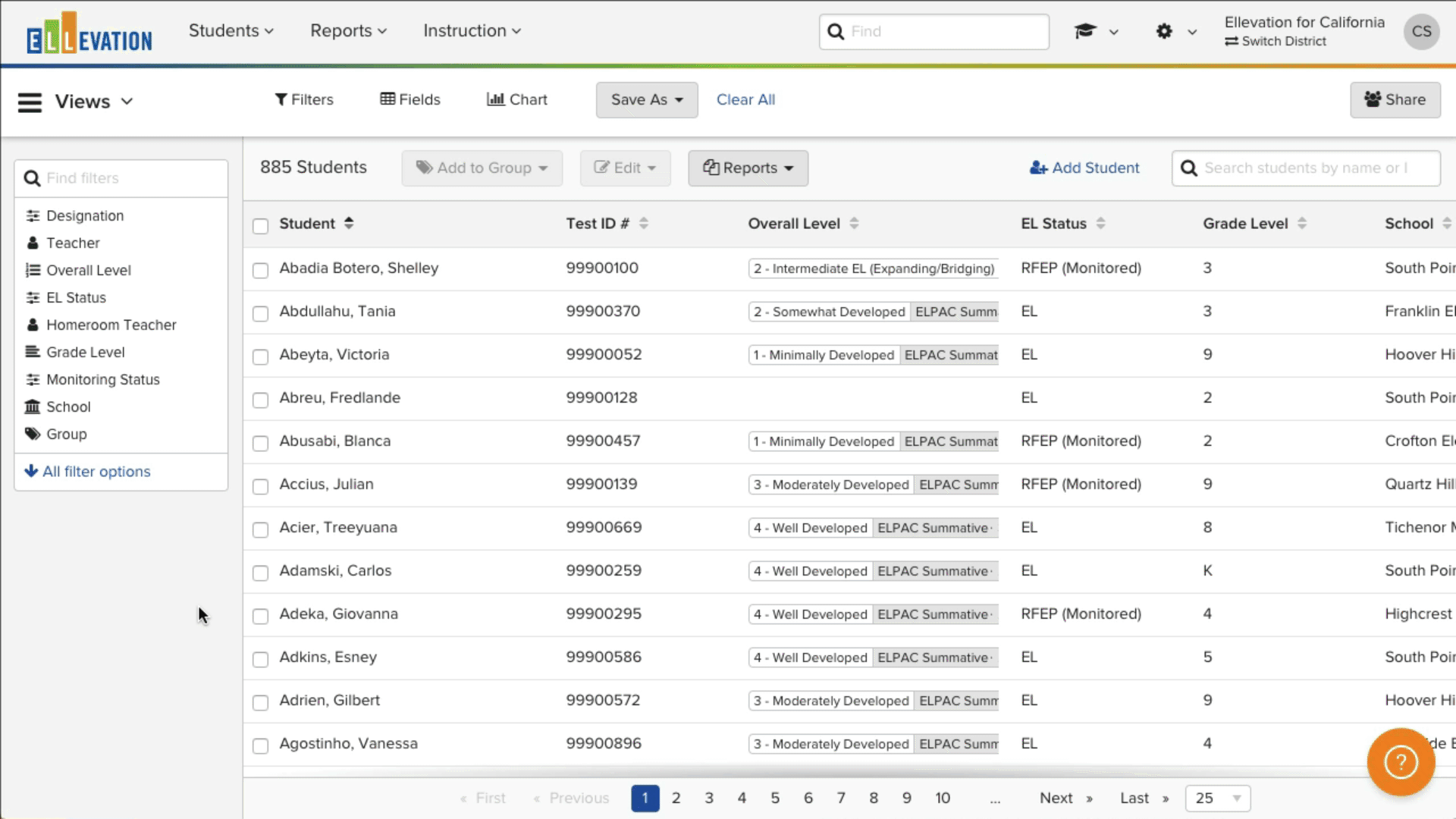 Animated walkthrough showing Course Grades filters being applied in the Student List