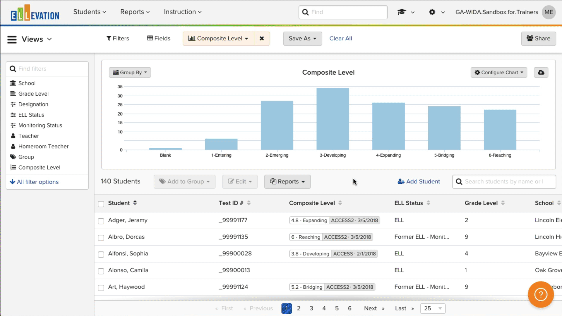 Animated demonstration of customizing a Chart's appearance in the Student List