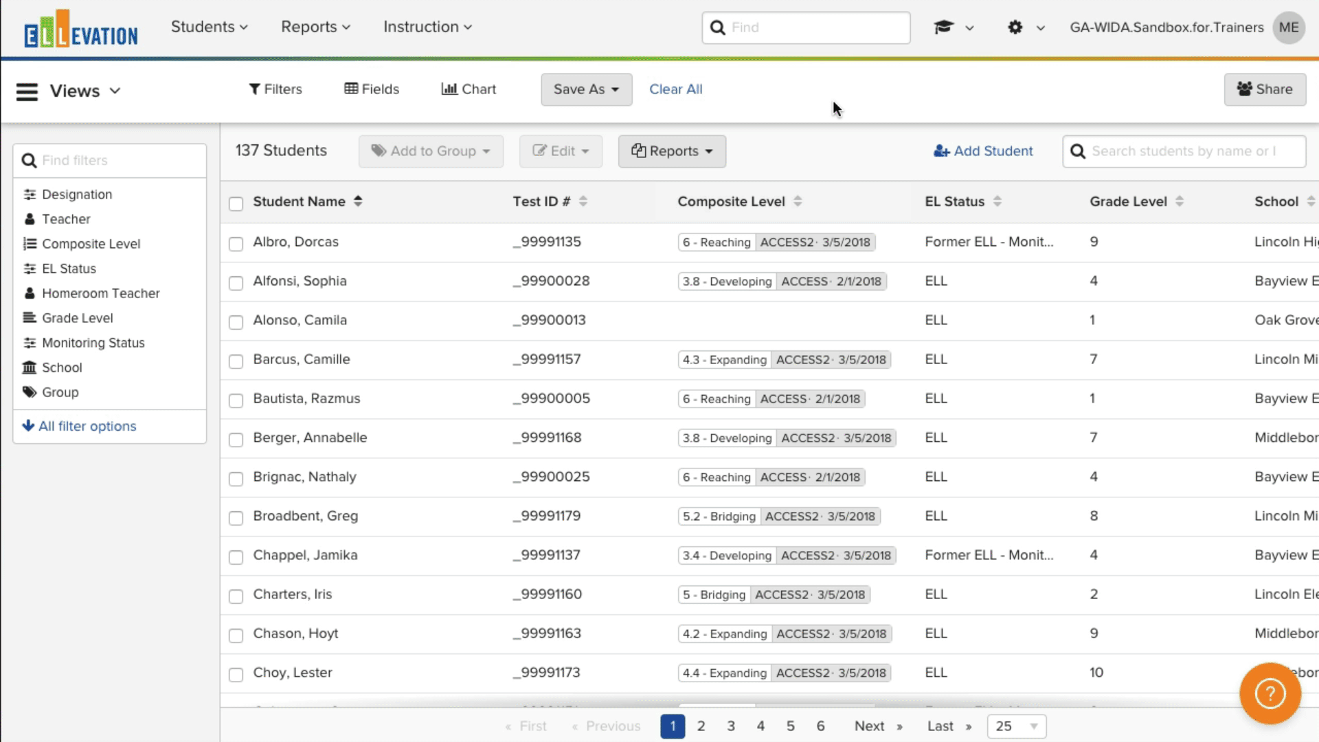 Animated demonstration of reordering Fields in the Student List