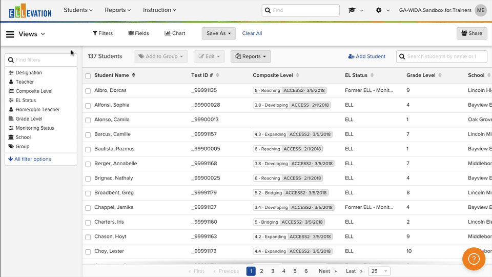 Animated demonstration of setting highlight rules for Field values in the Student List