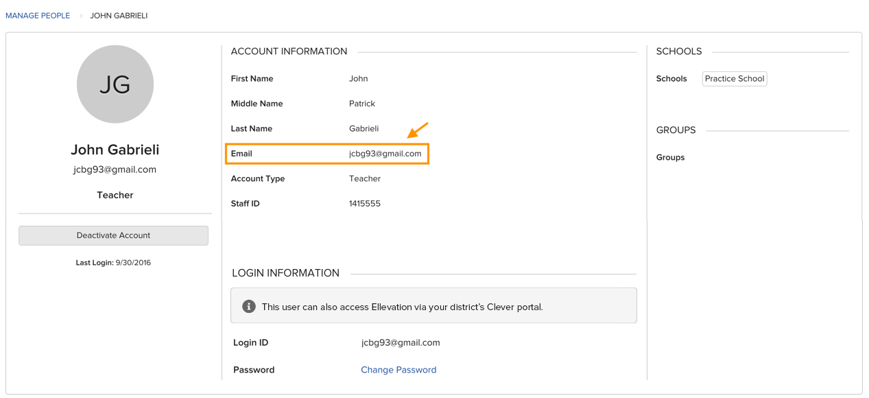 User profile email field used to confirm the Clever SSO email match