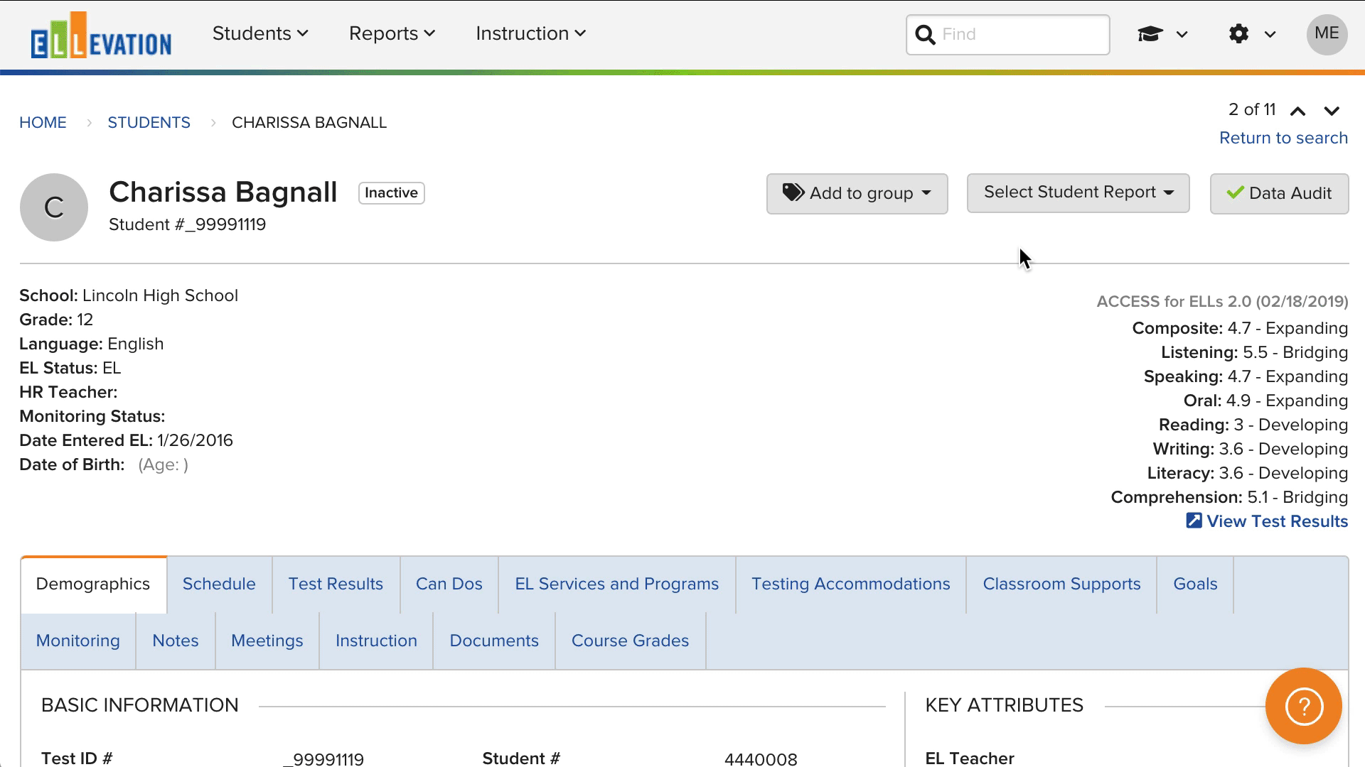 Activating an inactive student record from the student's Profile.
