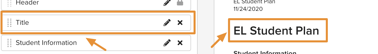 Title section of a report template