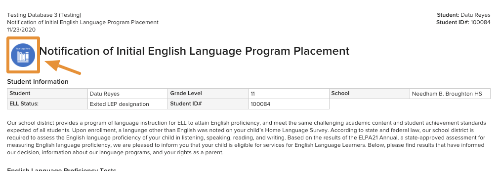 District logo displayed next to the title on a Parent Letter