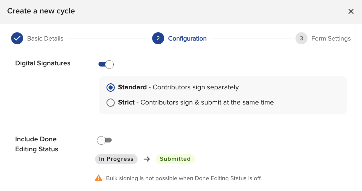 Signature and editing settings