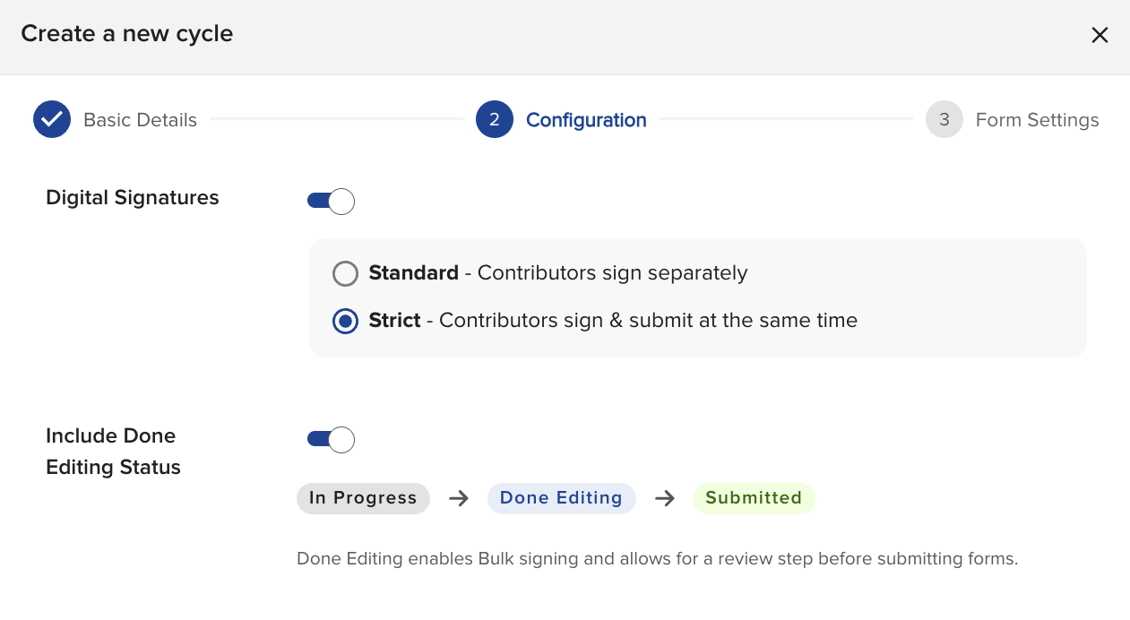 Strict signature settings