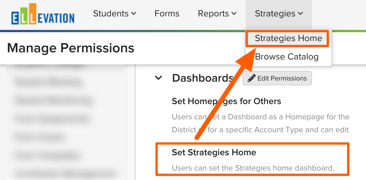 The Set Strategies Home permission option