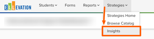 The Insights option in the Strategies dropdown menu