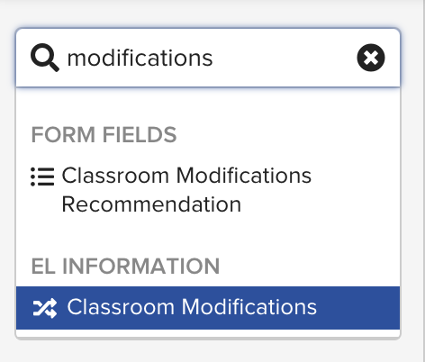 Student List filtered by Modifications under ML Information