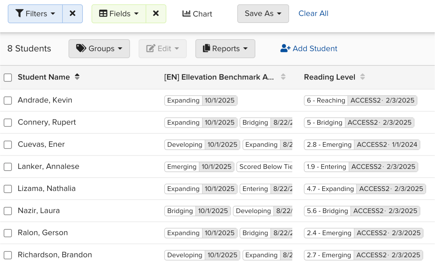 Save View dialog with a descriptive Benchmark group name entered