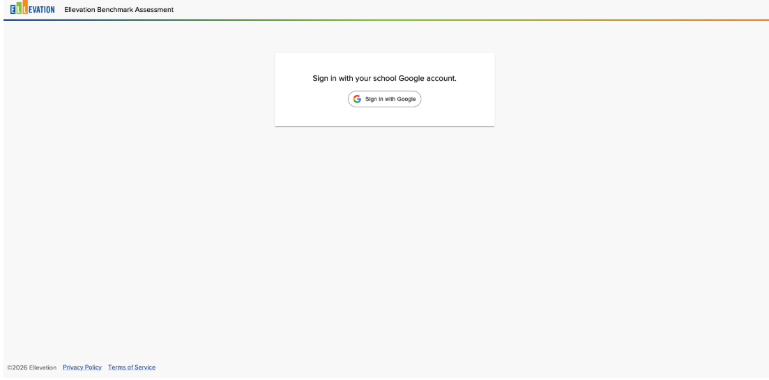 Benchmark student login page with the Sign in with Google button